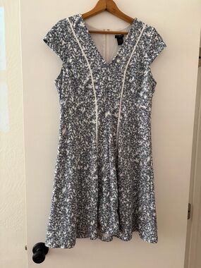 Ann Taylor Dress- Blue Leaf Print